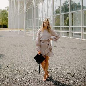 Mello Molly Taupe Ruffle Dress